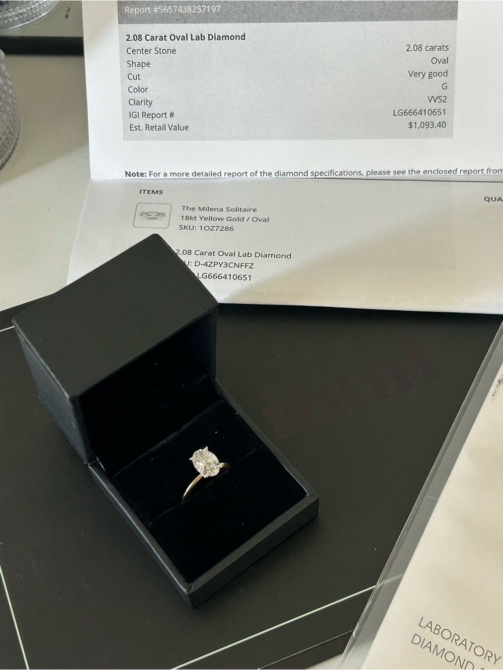 2.08ct Oval Lab Diamond Ring in Yellow Gold